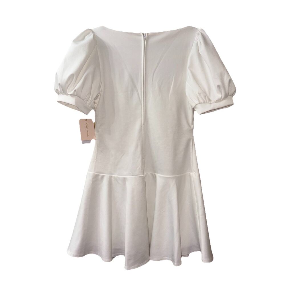 NWT City Studios Women's Drop Waist Puff Sleeve Short Dress Sweetheart Neckline - Picture 6 of 12